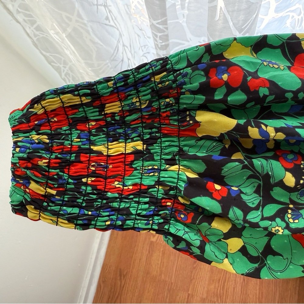 ALEXIS RED GREEN BLACK FLORAL PRINT COLLARED BUTTON UP HIROKA ROBE MAXI DRESS - Picture 7 of 16